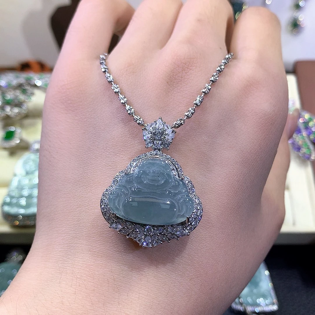 颈饰未镶嵌翡翠佛公吊坠