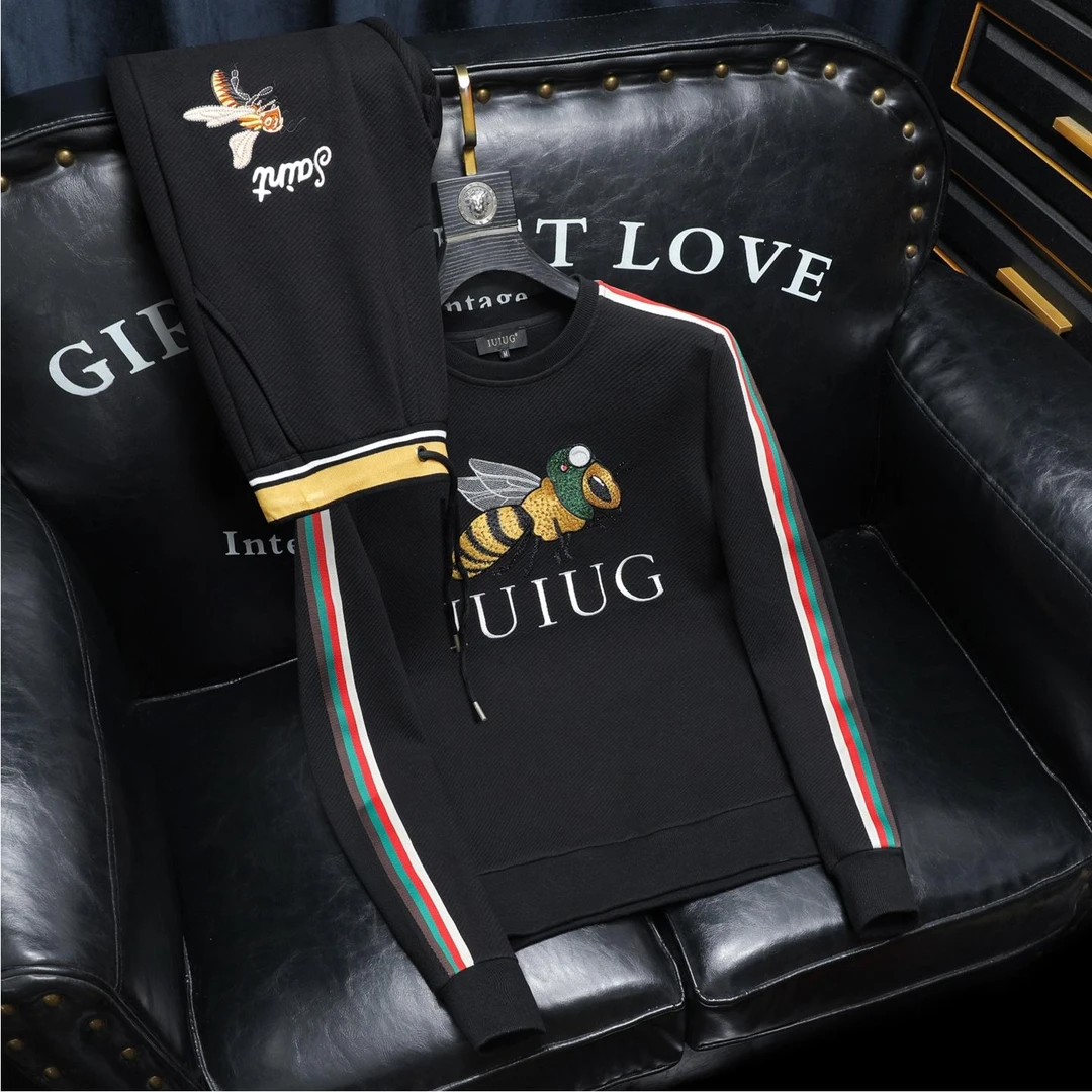 轻奢春秋季新款潮牌运动修身开衫卫衣长裤两件套男士休闲运动套装