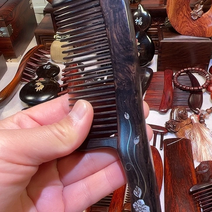 小叶紫檀乌木插齿梳子