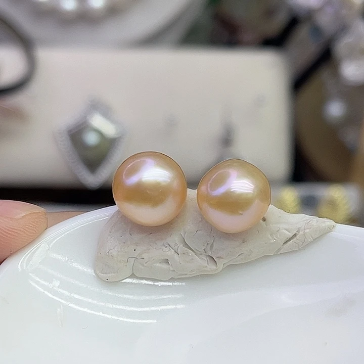 淡水珍珠耳饰银S925镶嵌