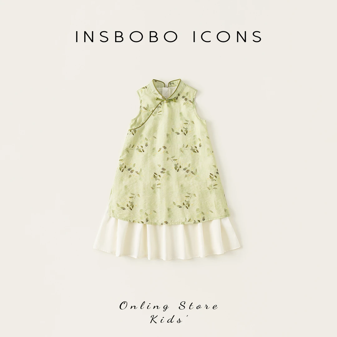 XQ65036【夏】儿童裙子（盘扣立领国风连衣裙）