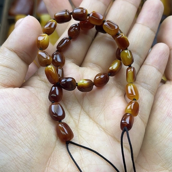 定制蜜蜡未镶嵌988877788百搭手把链