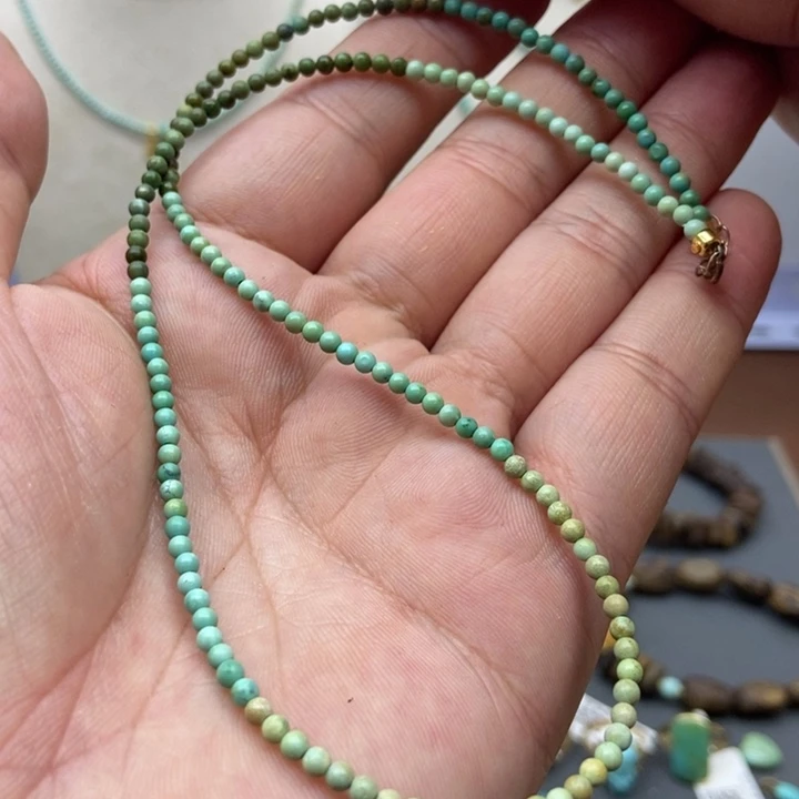 绿松石银S925镀金镶嵌项链配饰