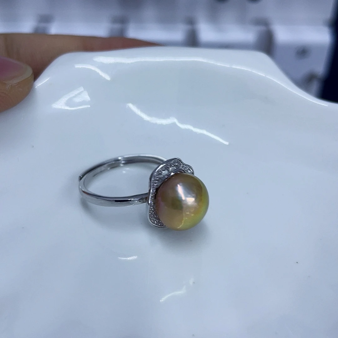 戒指银S925镶嵌淡水珍珠