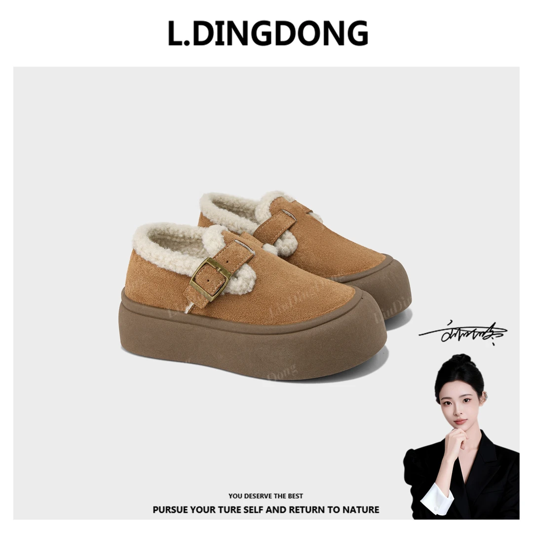 【刘叮咚女鞋】厚底百搭软底轻便加绒棉鞋女时尚韩版轻便休闲