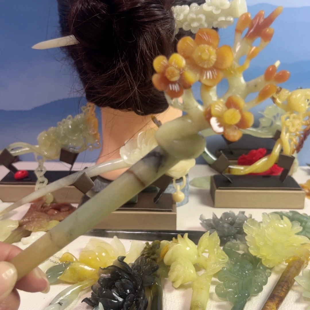 蛇纹石玉合金发饰