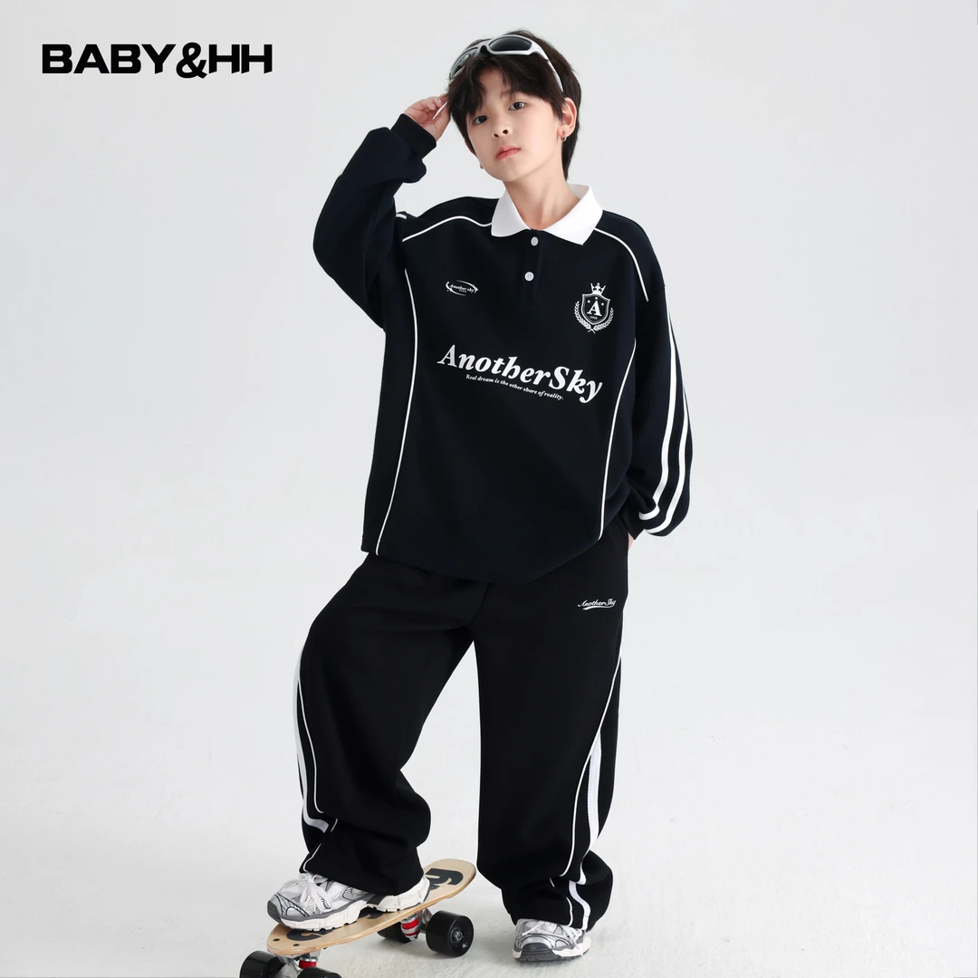 男童秋装学院风运动卫衣套装2025新款青少年儿童春秋宽松两件套潮