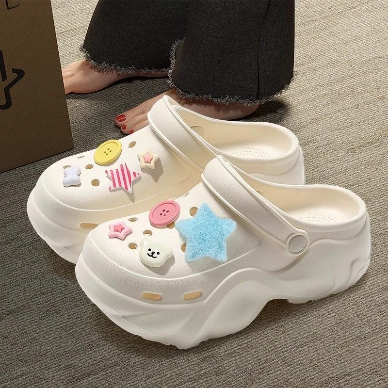 多巴胺~EVA厚底洞洞鞋女夏季外穿防滑不臭沙滩凉鞋包头半拖鞋女孩