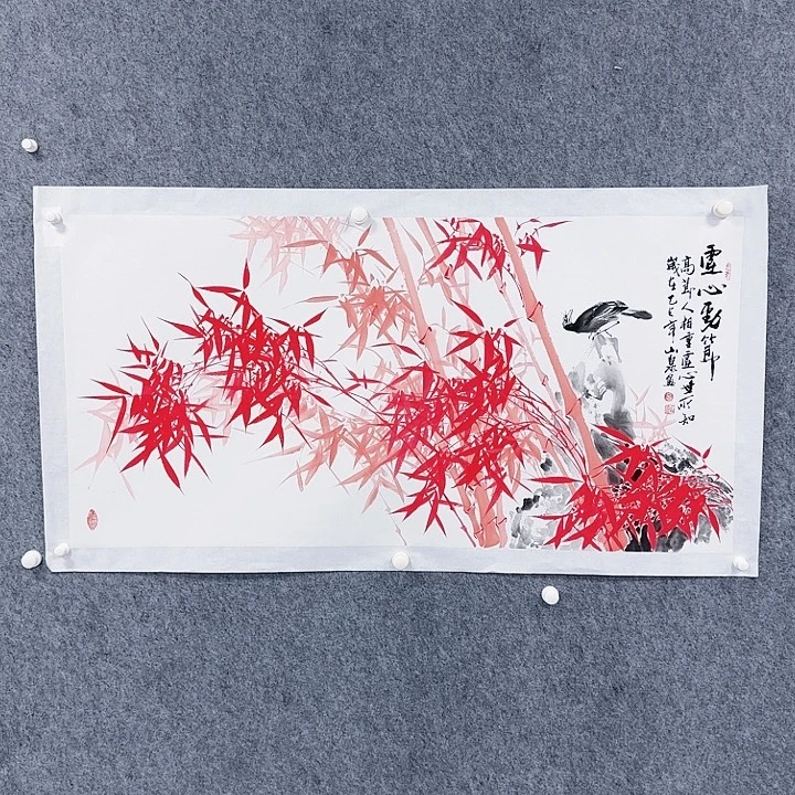 国画虚心劲节竹子绘画