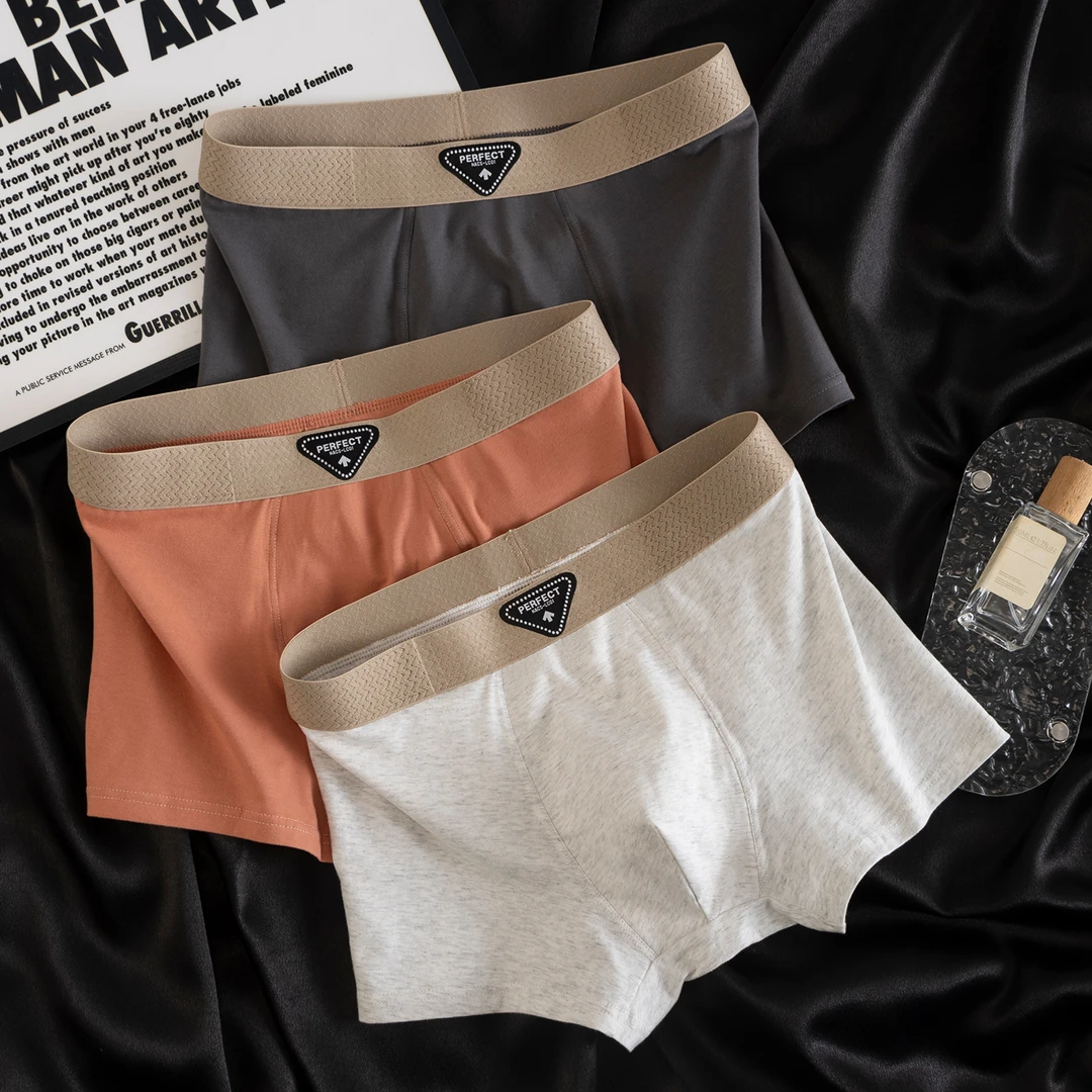 男士内裤纯棉男生舒适透气潮流四角裤抑菌内档男款平角裤中腰短裤