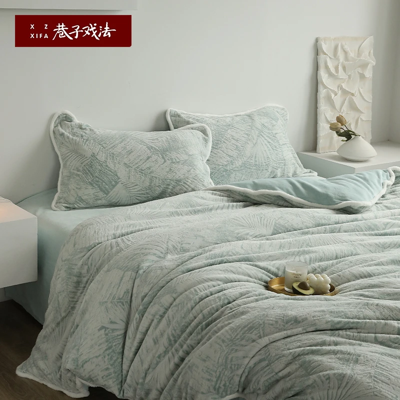 巷子戏法牛奶绒四件套珊瑚绒法兰绒床单被套床上用品保暖被罩被单