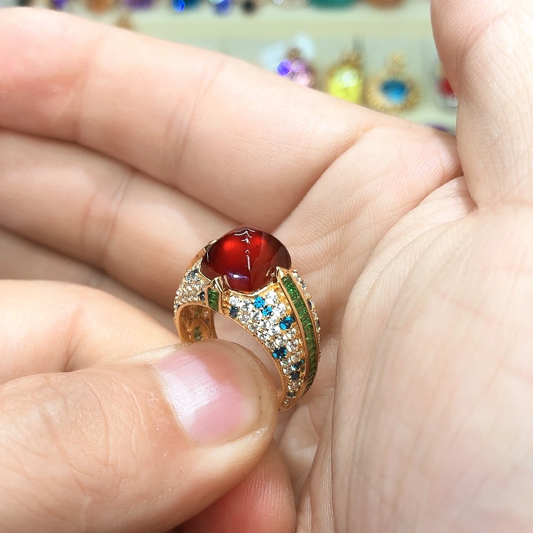 银S925镶嵌石榴石戒指