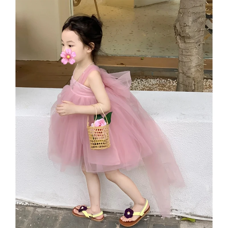 甜美公主风女童网纱裙夏季粉色高级感蓬蓬裙可爱仙气 Dresses