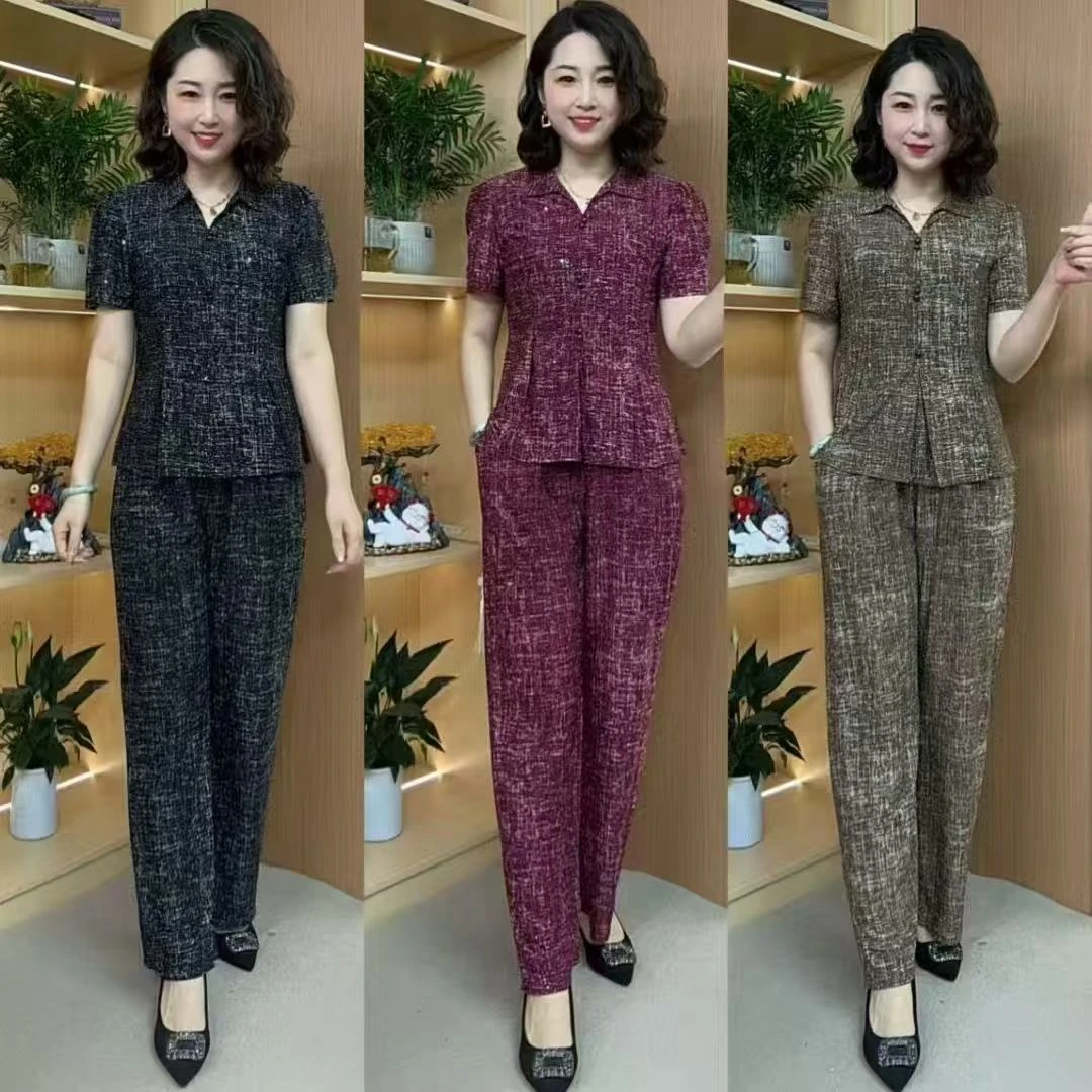 （小曼推荐）7841#新款时尚减龄气质上衣裤子套装