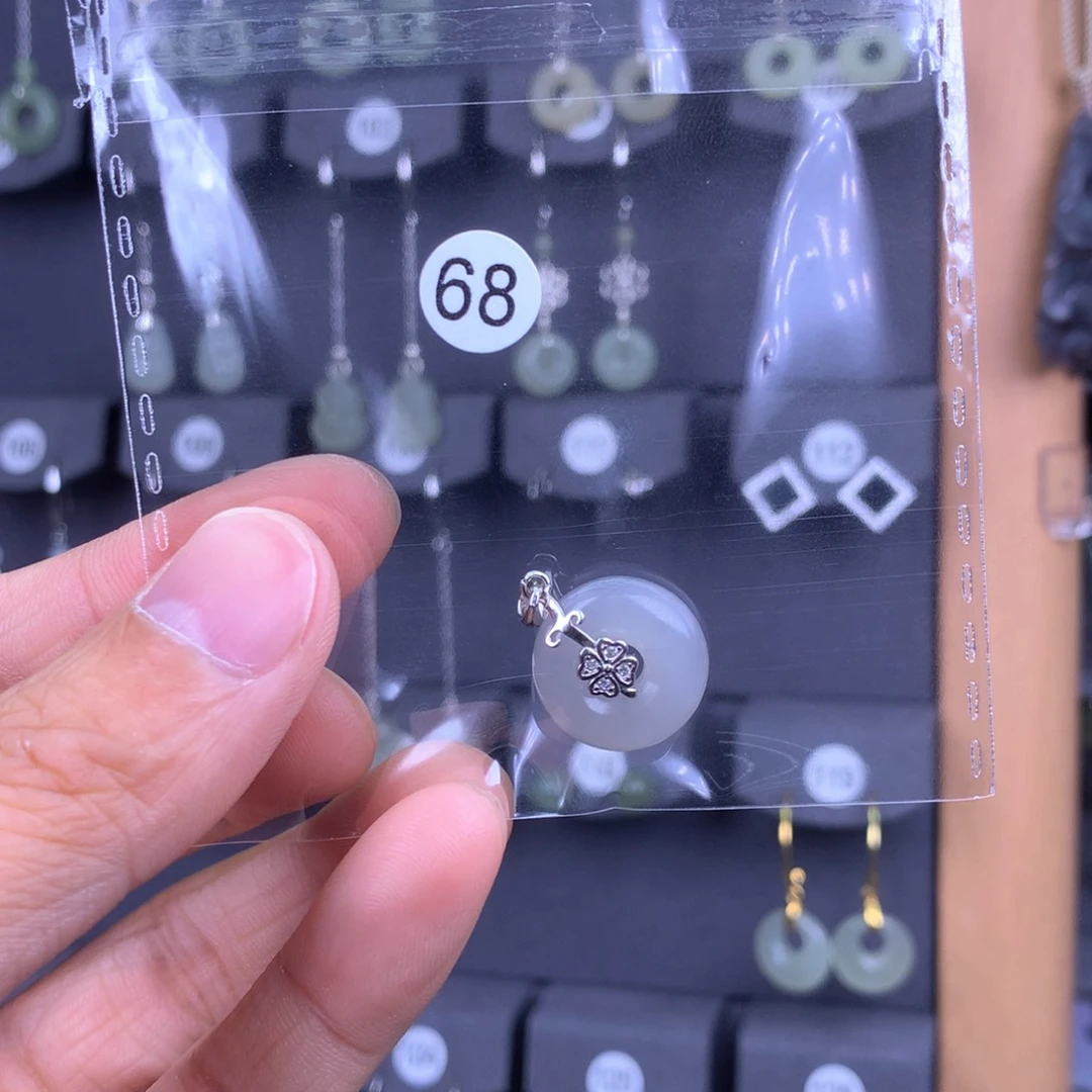 和田玉耳饰银S925镶嵌余**漫