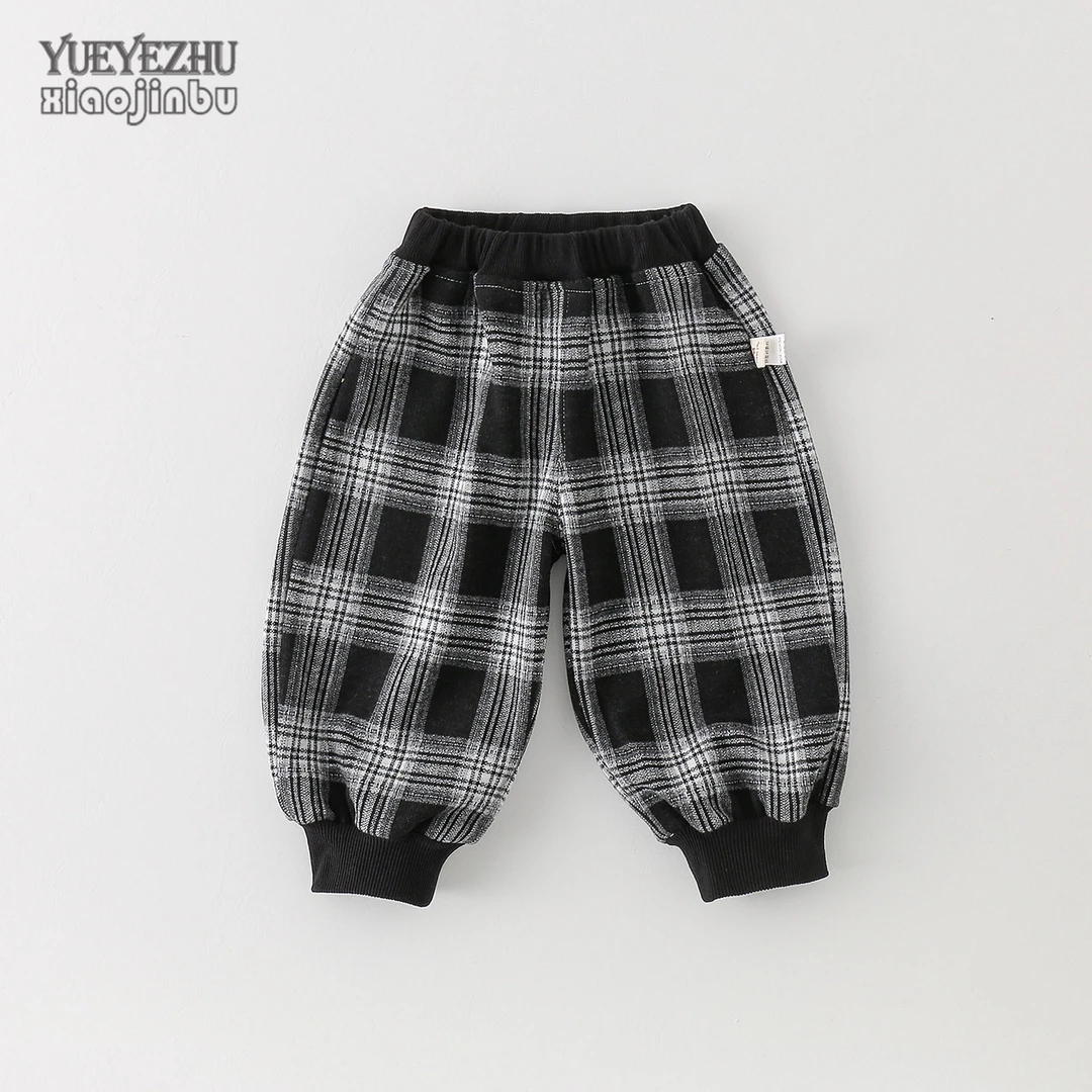 儿童长裤春秋韩版百搭格子裤男女宝宝秋装新款洋气裤子小童束腿裤