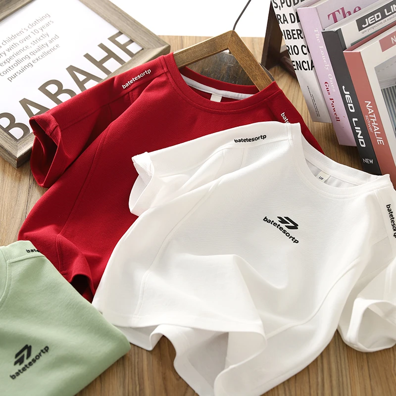 男童短袖T恤衫夏装2025新款儿童薄款半袖汗衫弹力男孩帅气体恤潮