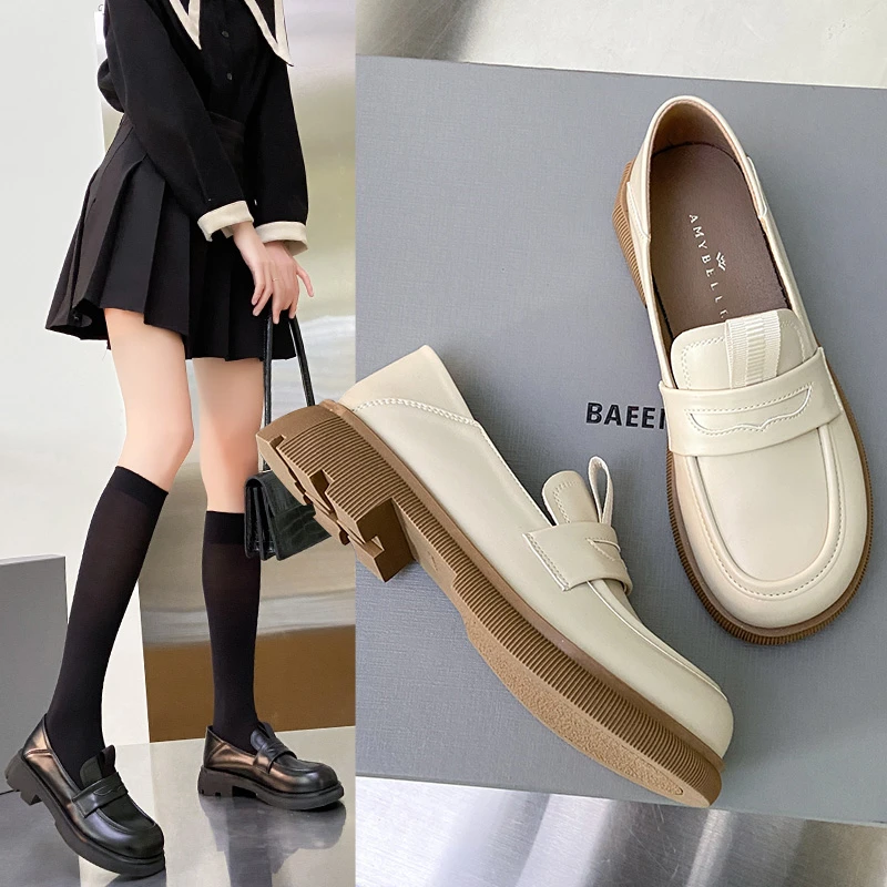 复古英伦风真皮休闲小皮鞋1001