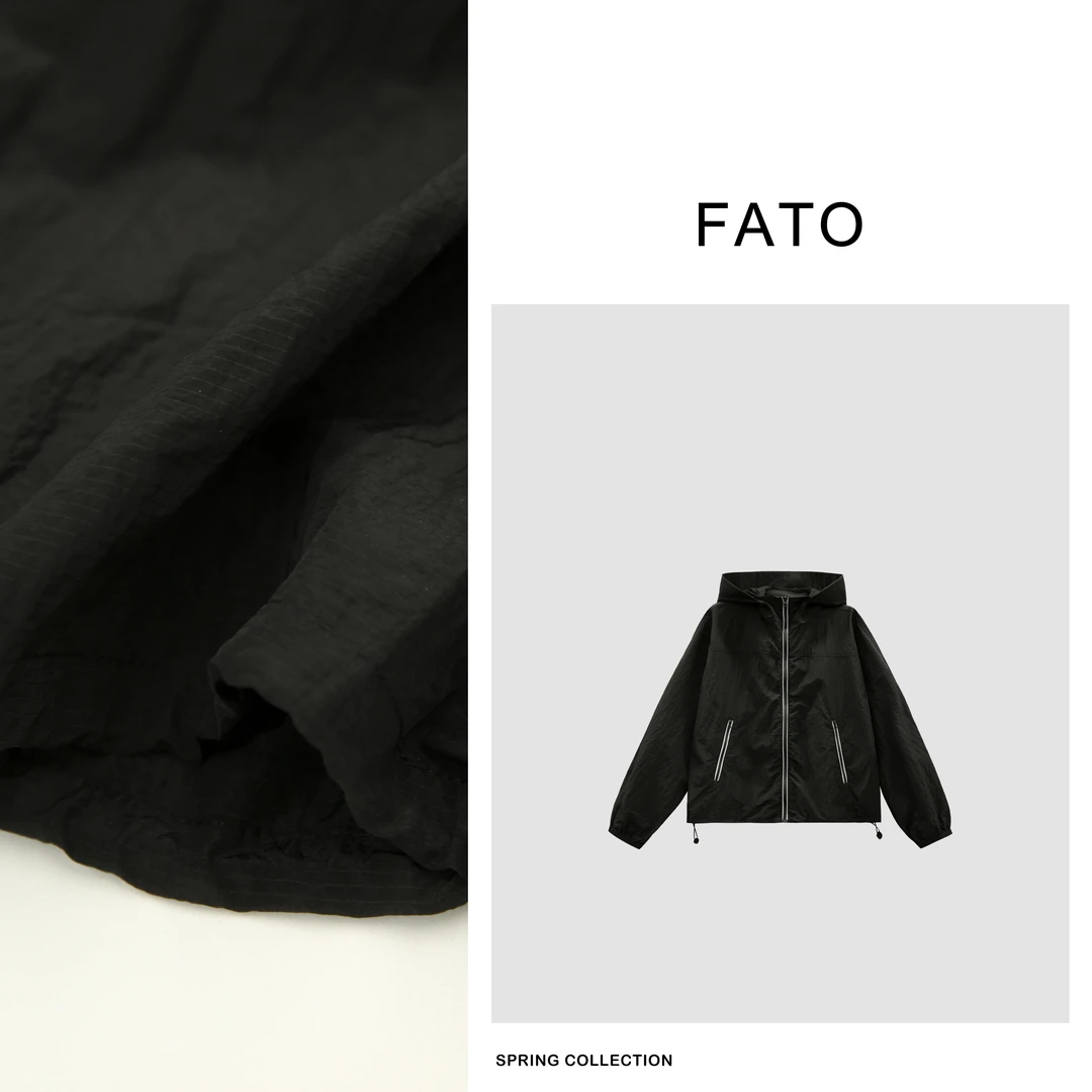 fattonny郑买买【轻氧】春款欧若风抽绳撞色拉链连帽外套QDD50212W1