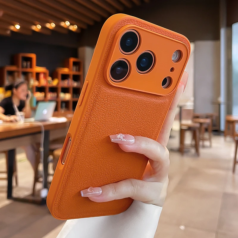 荔枝纹适用苹果17promax手机壳高级感iPhone16Pro防摔15p男14女13