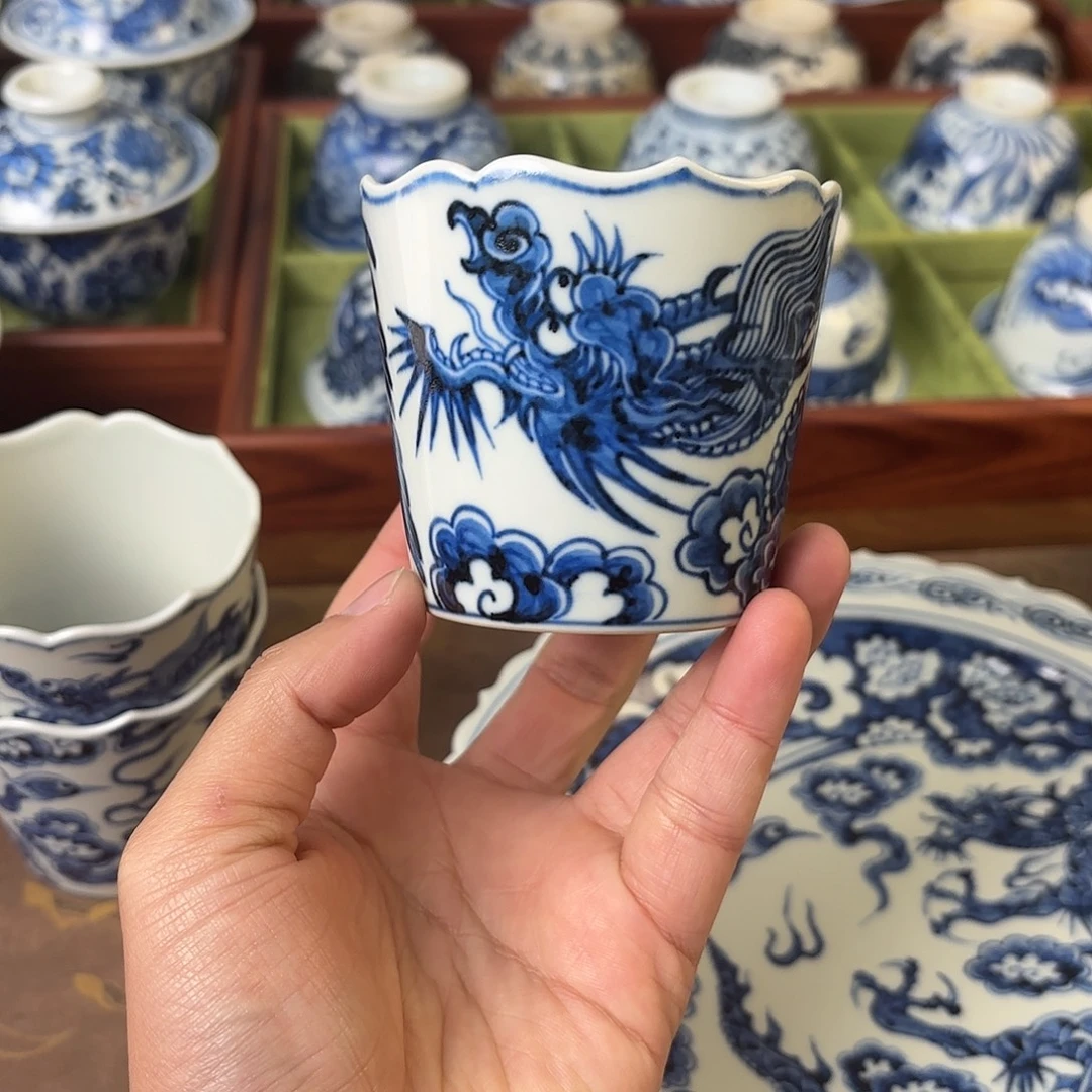 陶瓷盖碗景德镇手绘茶器微瑕