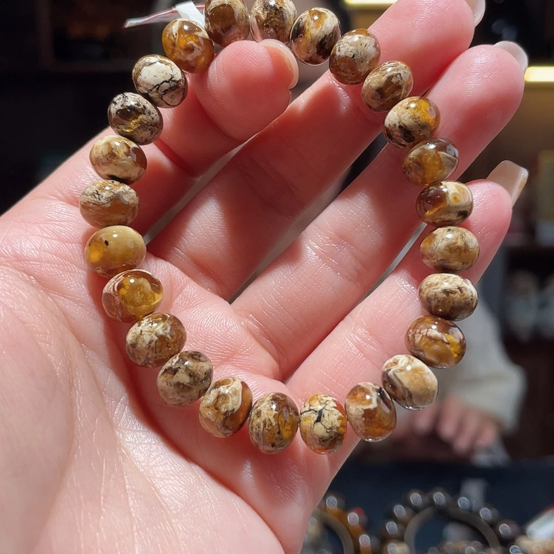 琥珀手链未镶嵌9m溶洞花