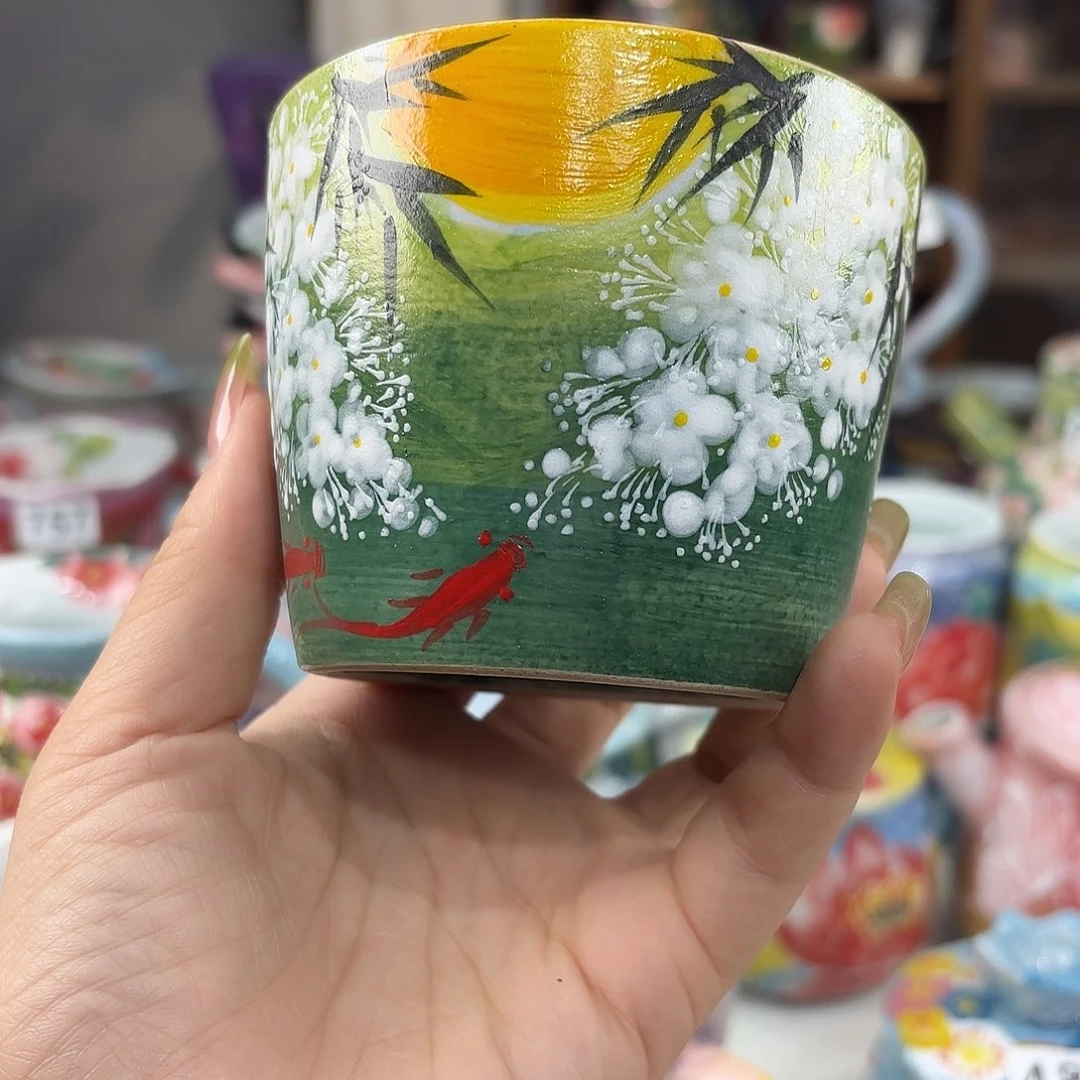 瓷片景德镇手绘高温釉下彩陶瓷茶具