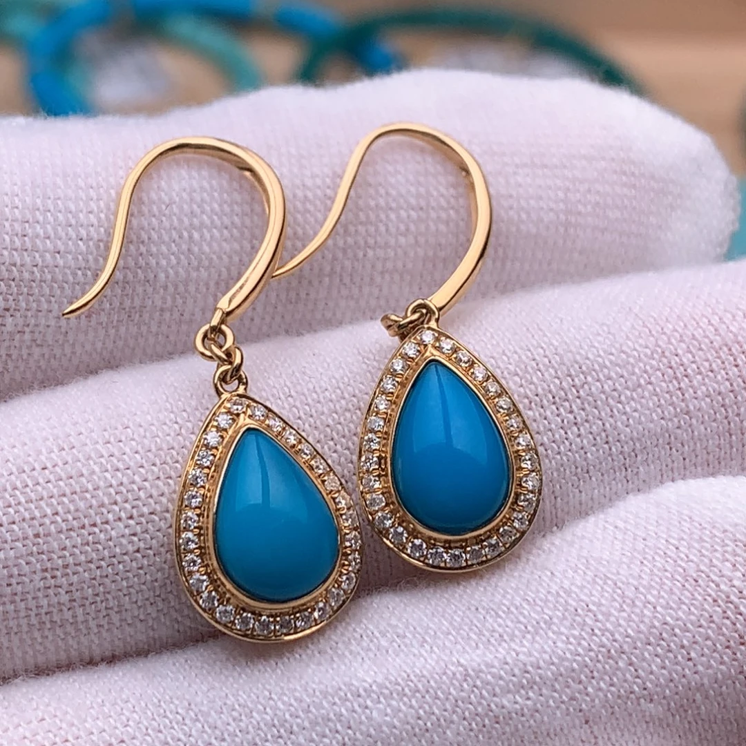 绿松石18K金镶嵌珠宝奇石