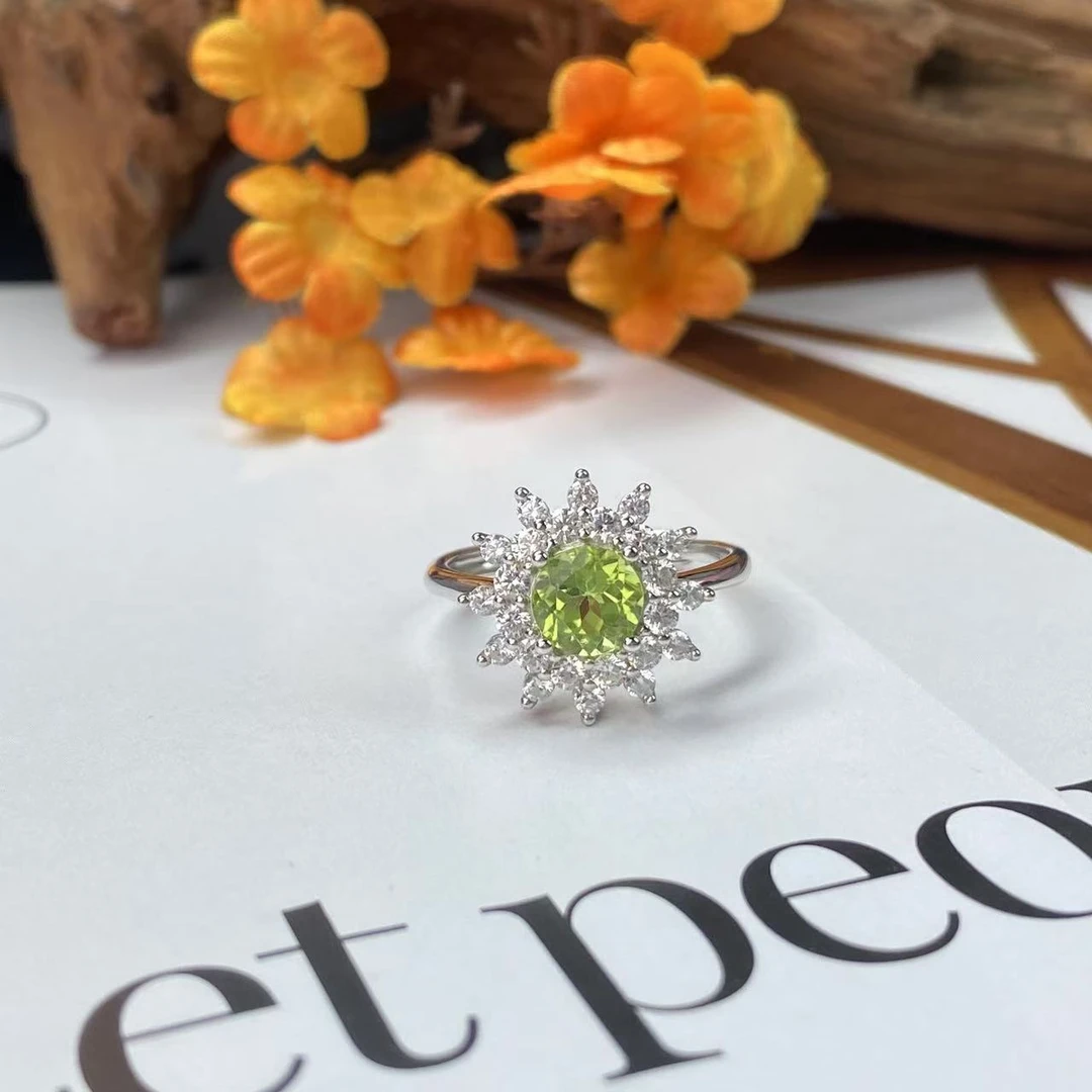 【小北好物】s925银橄榄石戒指约6*6mm【多样性发一件】-2QH161X265