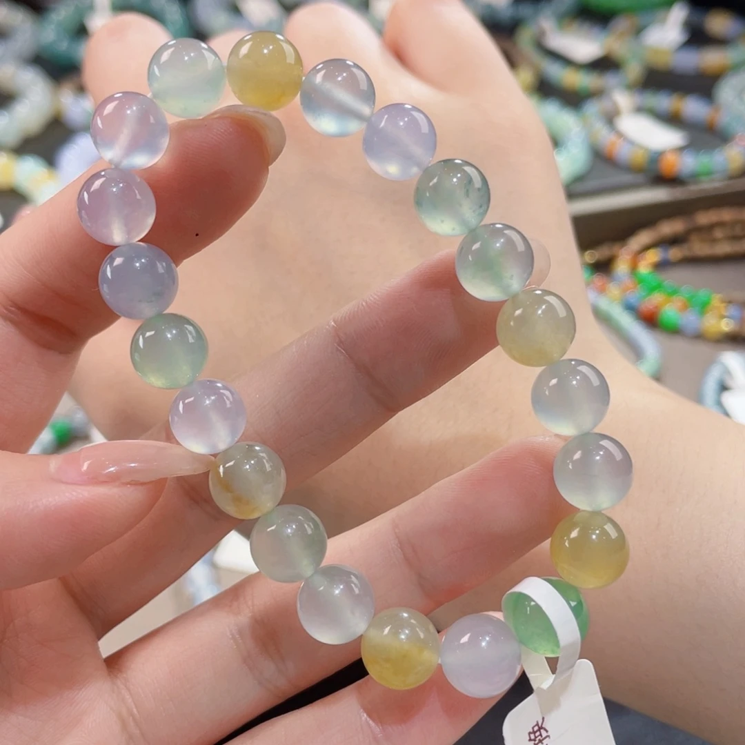 未镶嵌手链翡翠高种高色玻璃珠！