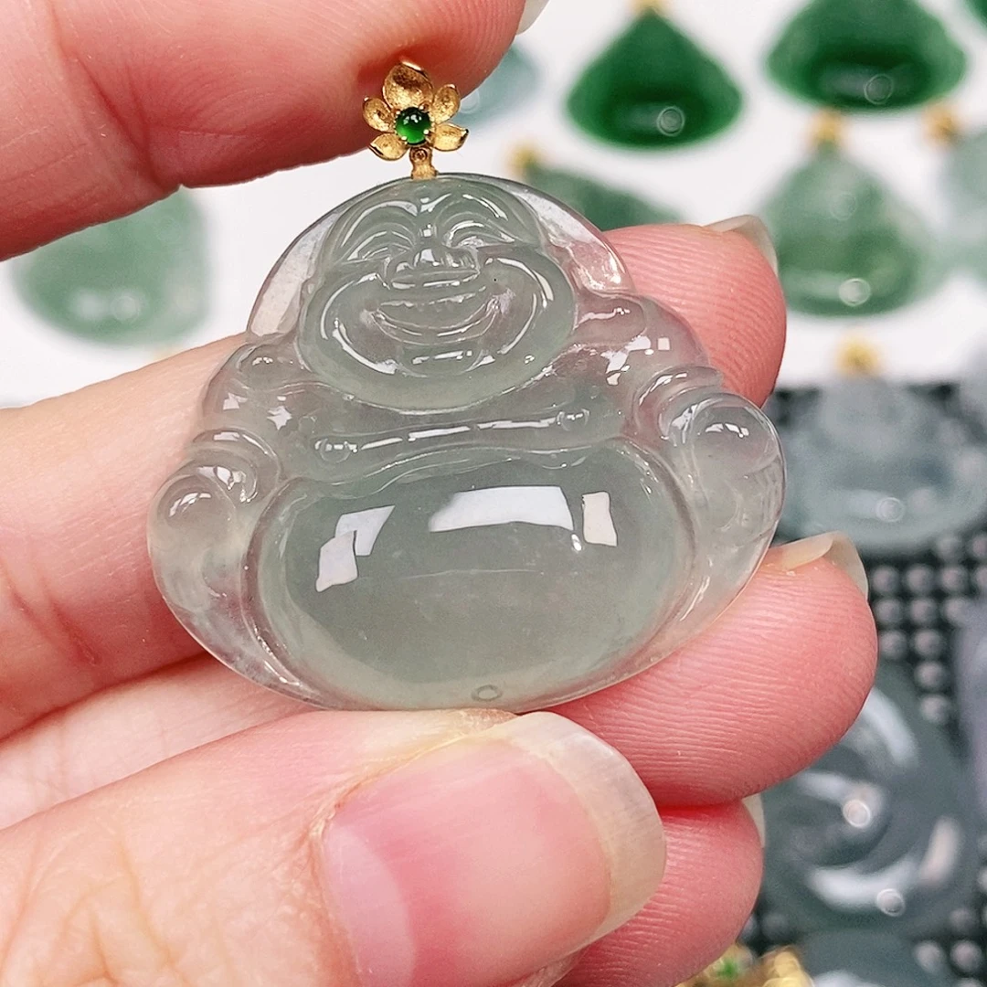 翡翠18K金镶嵌颈饰