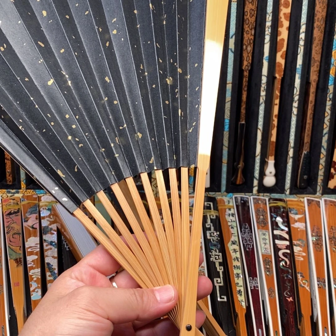 扇子玉竹18方文玩折扇