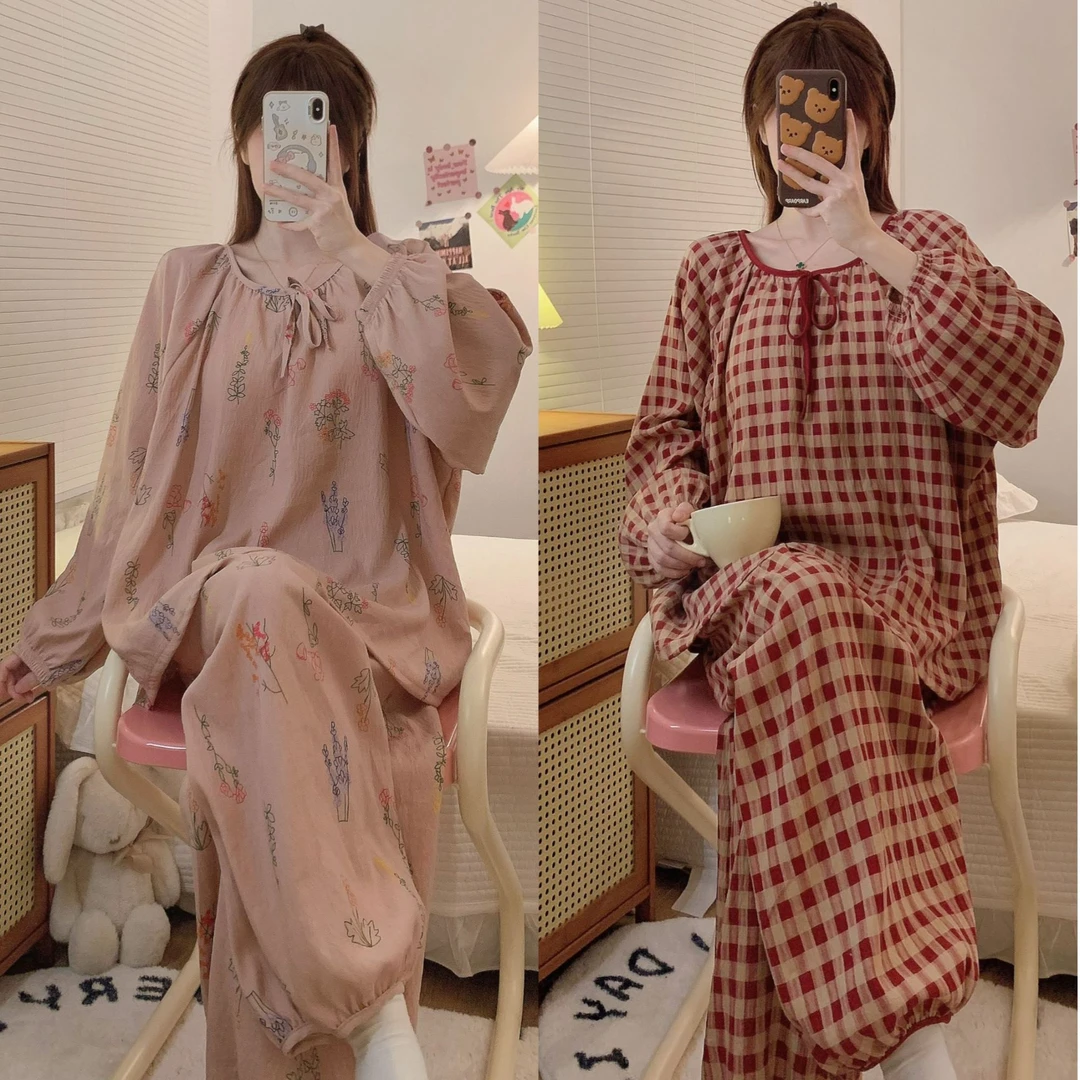 1号链接-【买一宋一】0223秋季带胸垫睡衣套装大码可外穿家居服