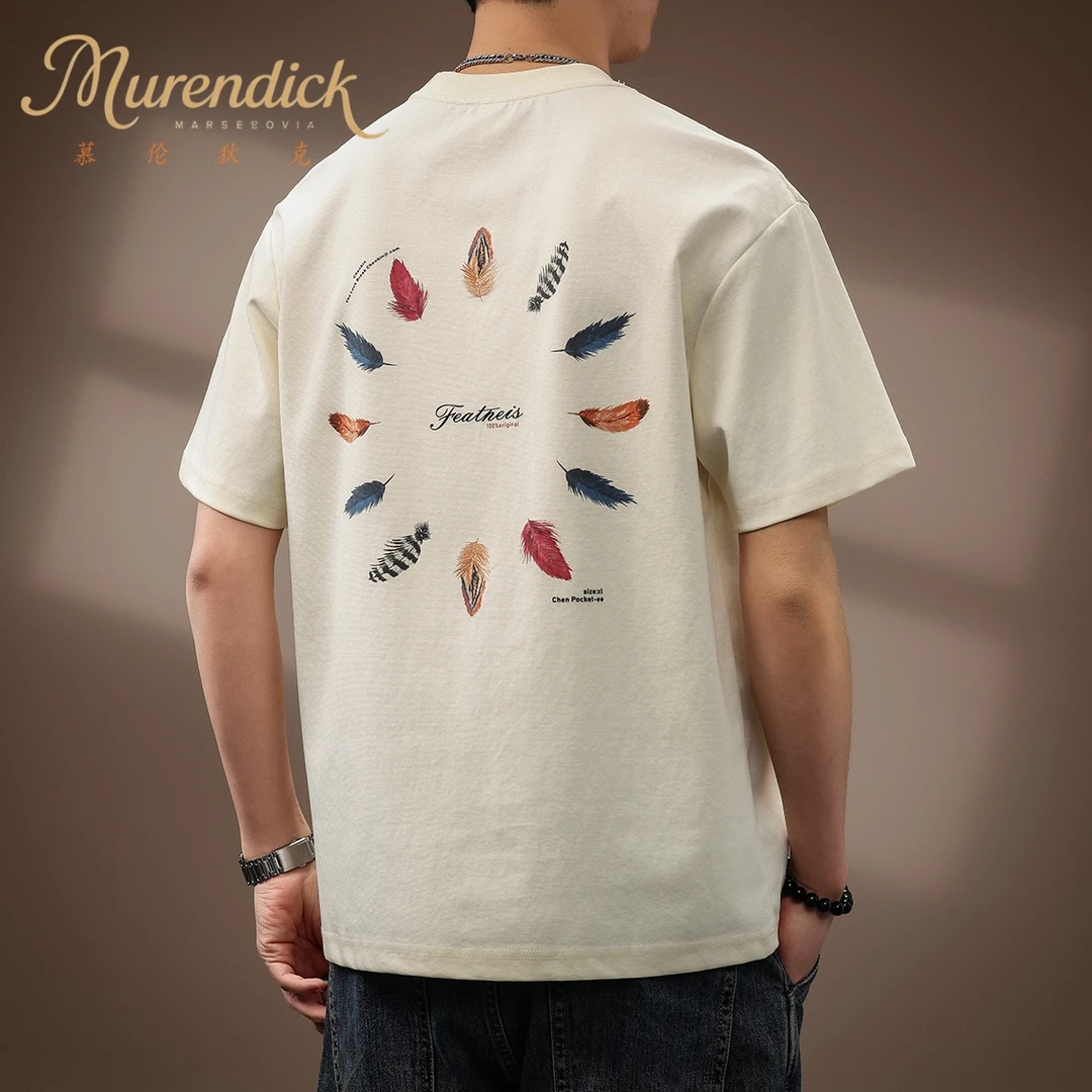 高端时尚复古印花短袖T恤男2025夏季新款宽松休闲美式彩绘体恤男