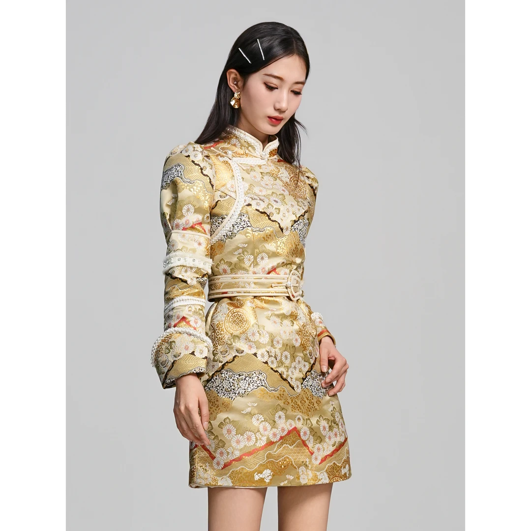 【布丝瑰·守艺】新款连衣裙 B2306 改良蒙古袍蒙古服饰