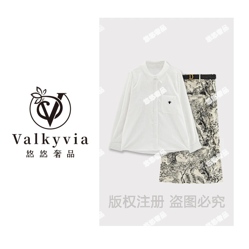 【Valkyvia/悠悠奢品】重工刺绣水墨画休闲裙套装TZ6621