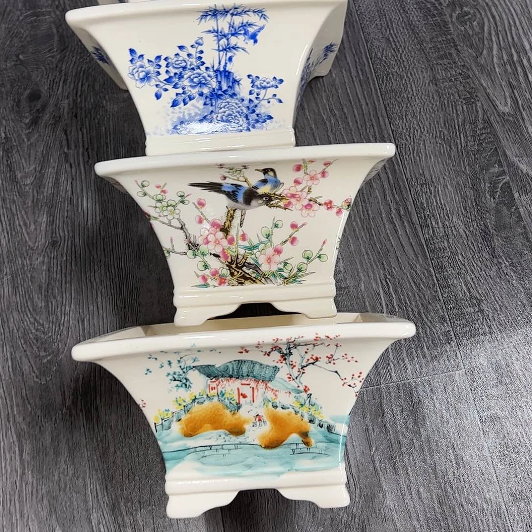 紫砂花盆董*董751号瑕疵4个19/10cm