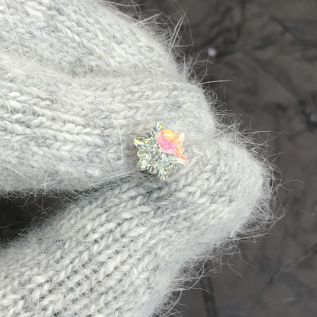 钛钢玻璃耳饰 高品小雪花❄️9*8mm