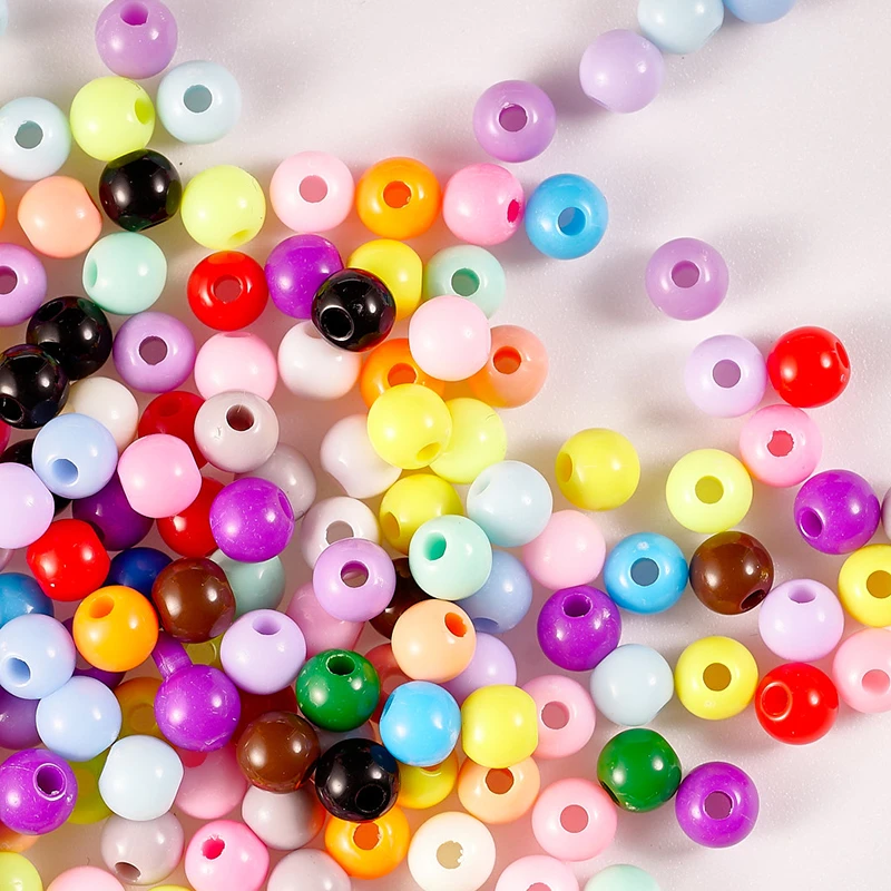 精抛糖果珠卡8mm实色珠亚克力圆珠