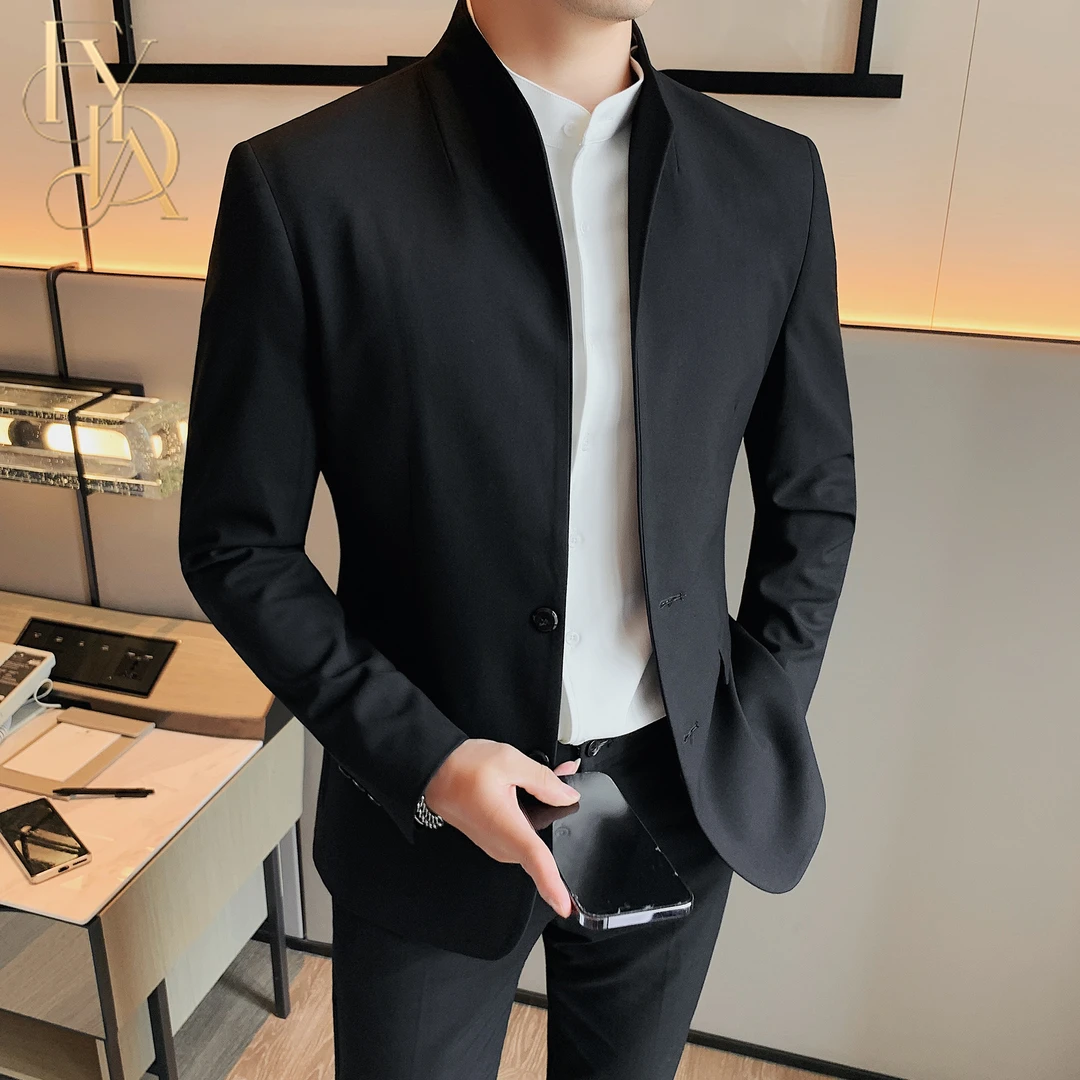 立领西装外套男中山装新中式国风男2025装新款痞帅高级感休闲西服