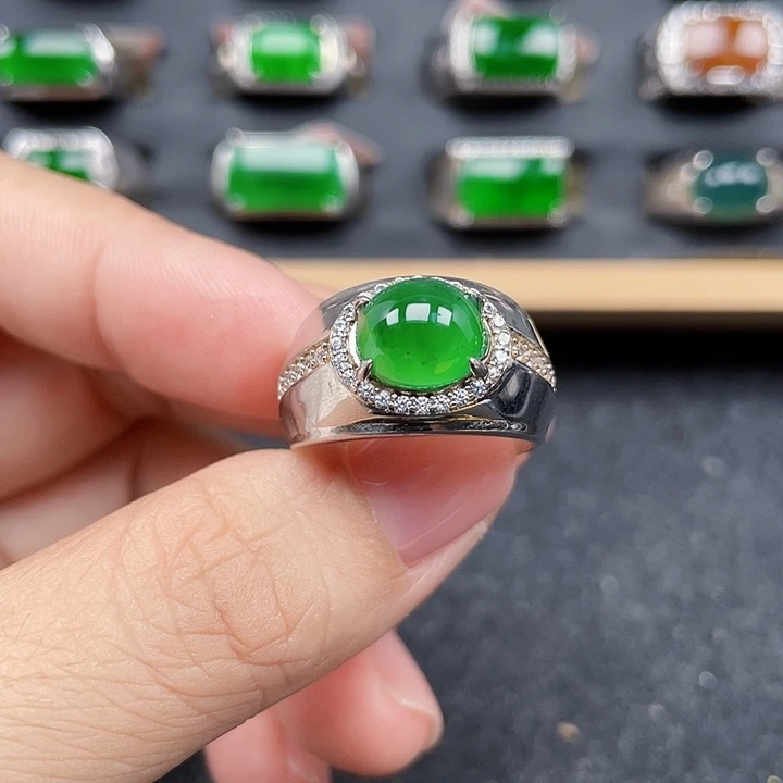 翡翠银S925镶嵌戒指编号1868没运费险