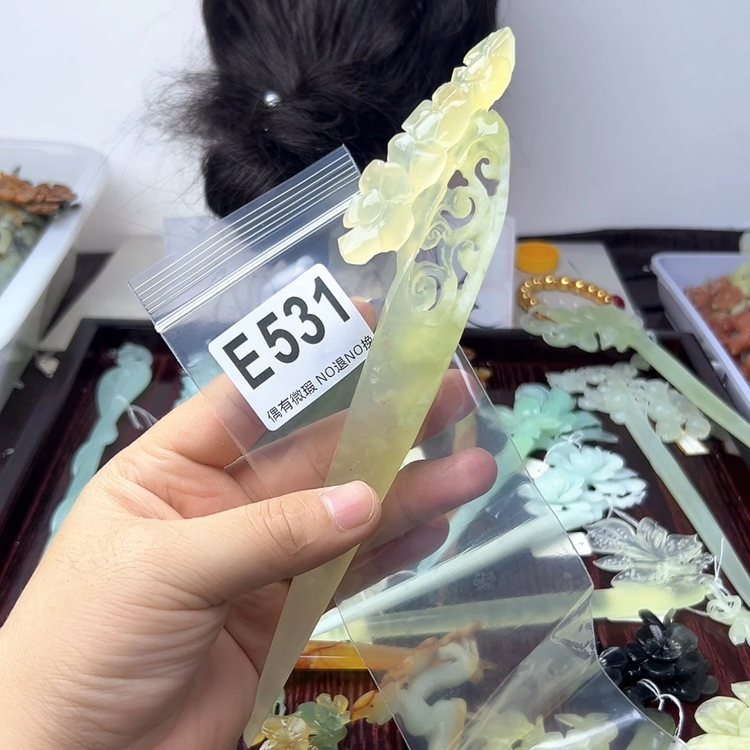 蛇纹石玉合金发饰开***t