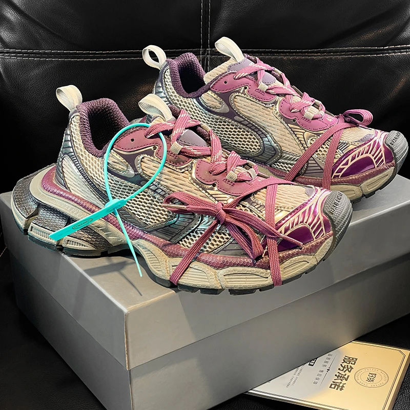 正品高端巴黎3xl暗紫老爹鞋男女款2025新款情侣厚底增高运动鞋潮