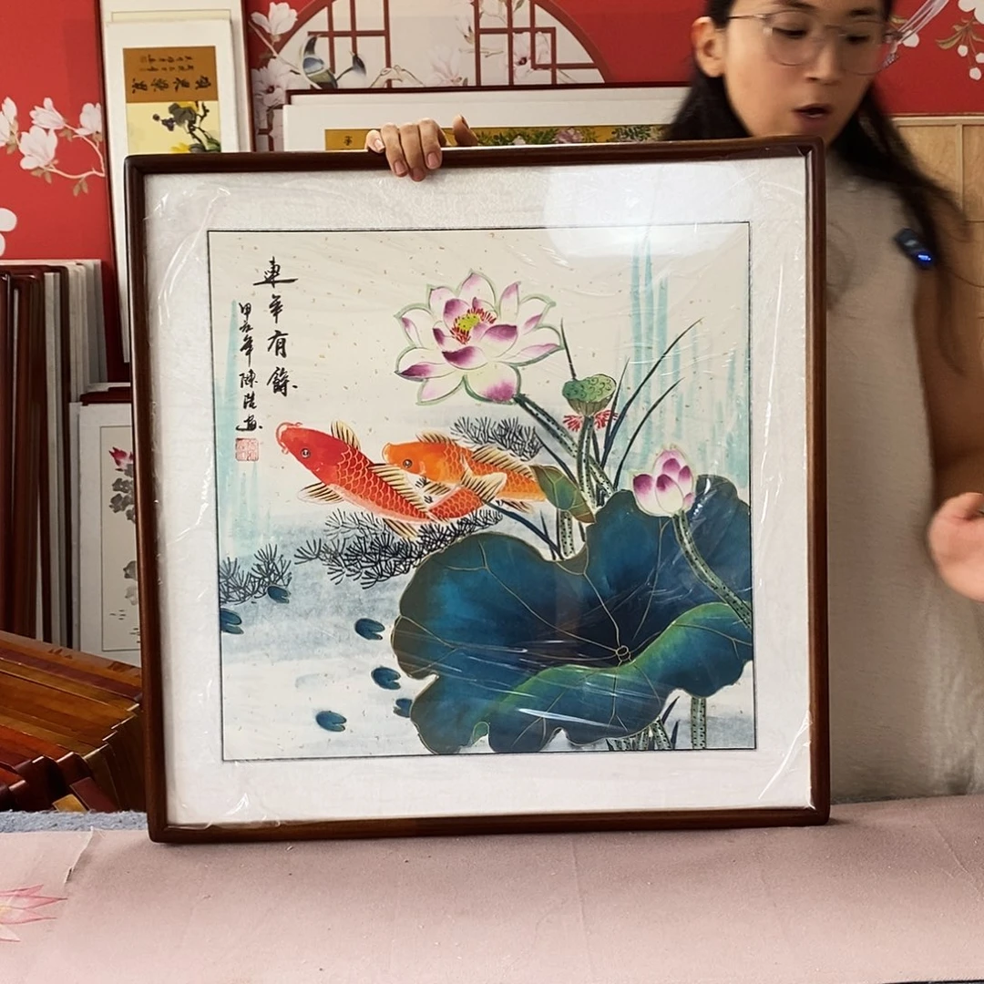 国画手写手绘国画作品62✖️62带框包邮