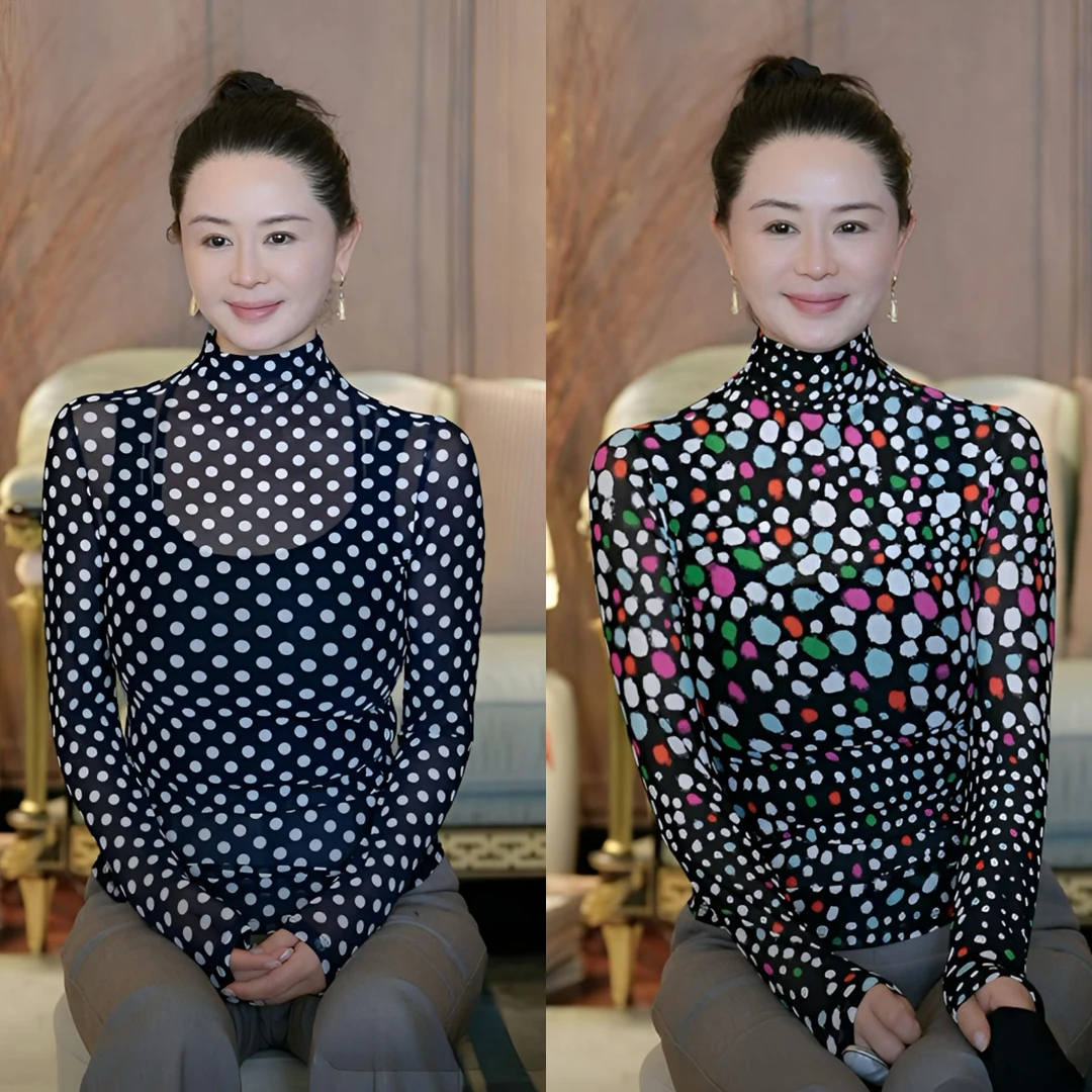 璇之恋·王璇·点点肌底衫·王璇原创设计～气质时尚显瘦设计感