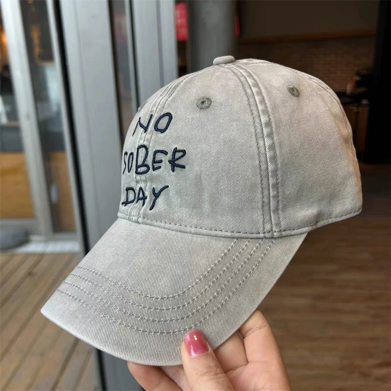 2025美式复古字母刺绣水洗牛仔棒球帽男女百搭显脸小软顶鸭舌帽