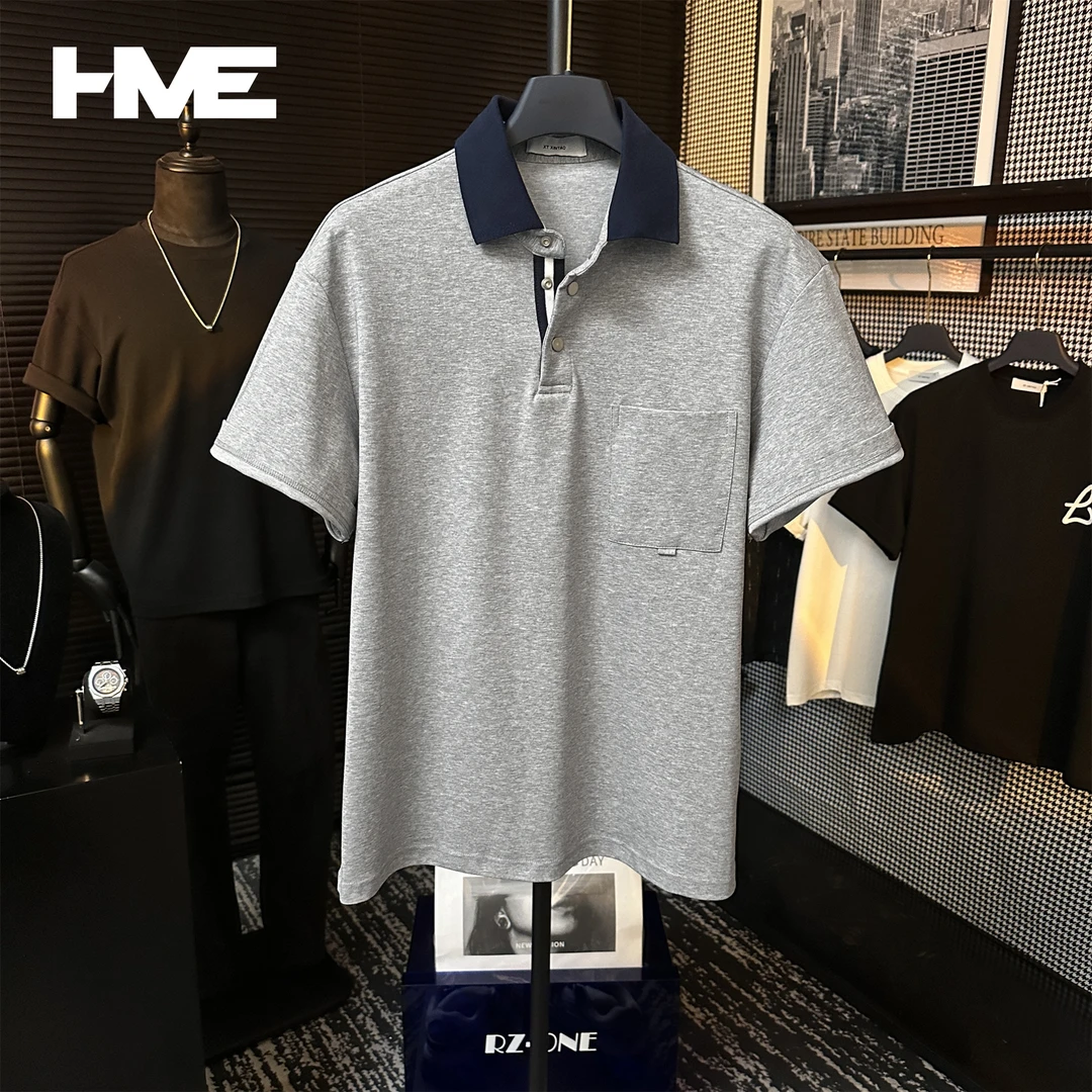 【季末5折】夏季男士高定原创撞色POLO衫休闲简约日系高级翻领短袖