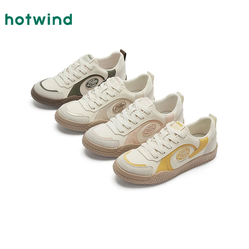 热风女士软底软面小白鞋多巴胺透气干爽舒适时尚休闲鞋H14W25D05