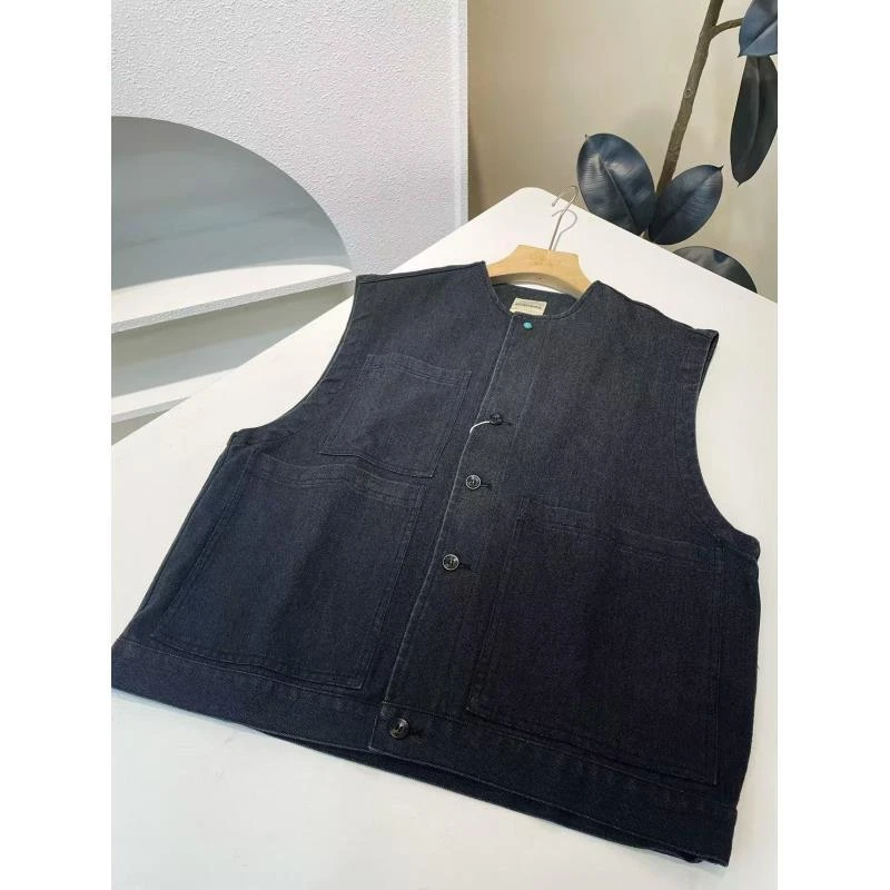 日系复古 小众设计款式多口袋水洗牛仔无袖质感马甲AE5570MJ