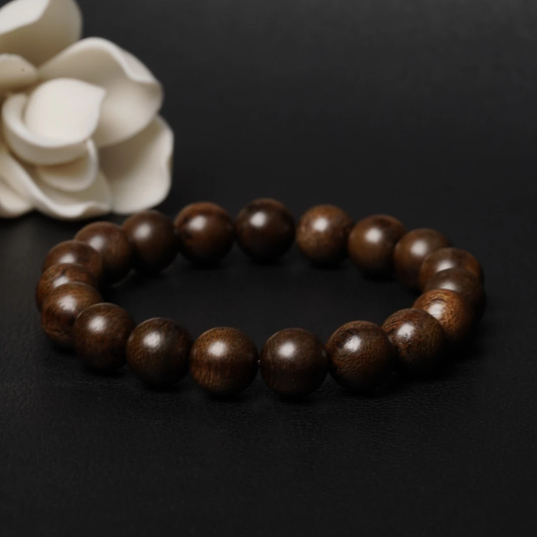 【嘉木】 Z028沉香沉水莺歌绿奇楠1.2单圈圆珠手串（多样性发货一条）